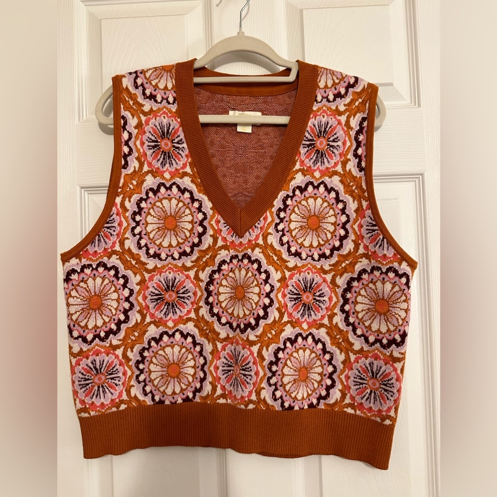 Anthropologie Maeve Vera Jacquard Sweater Vest Size XLP, NWOT